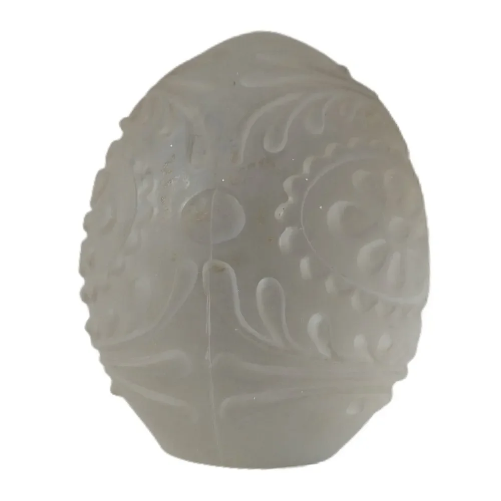 Goebel Annual Crystal Egg Oval Decorated Etched Glass Vintage 1979 Frosted Retro